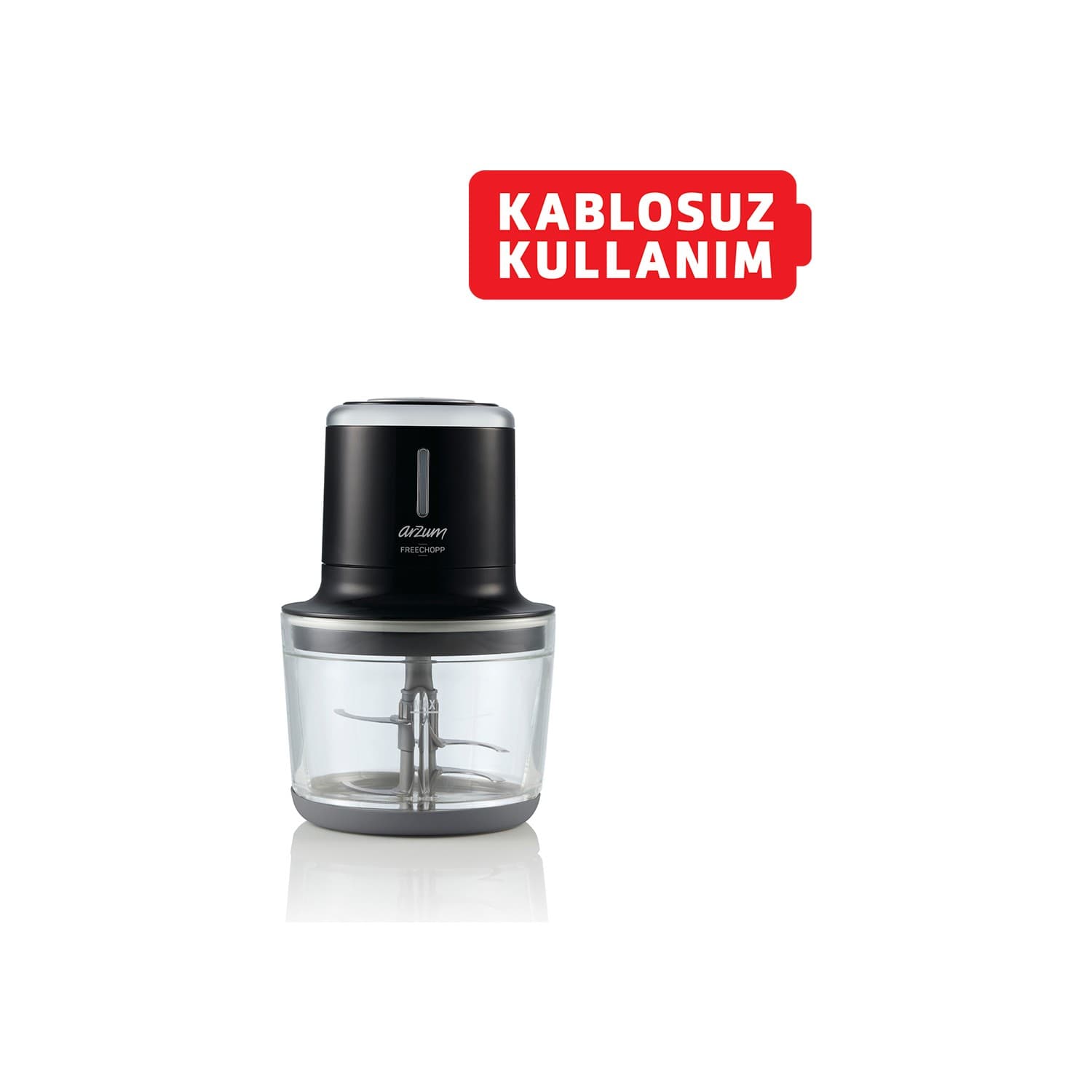 Arzum Ar1128 Freechopp Cam Hazneli Şarjlı Doğrayıcı Siyah