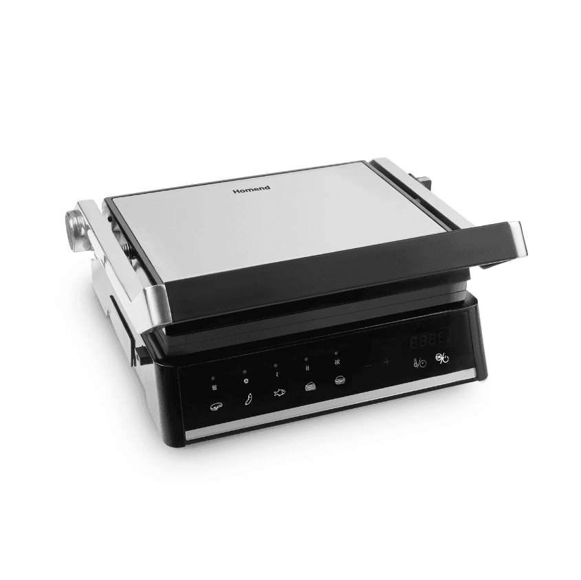 Homend Grilliant 1341H Inox Gövdeli, Döküm Plakalı, 5 Programlı, Led Ekranlı Tost ve Izgara Makinesi